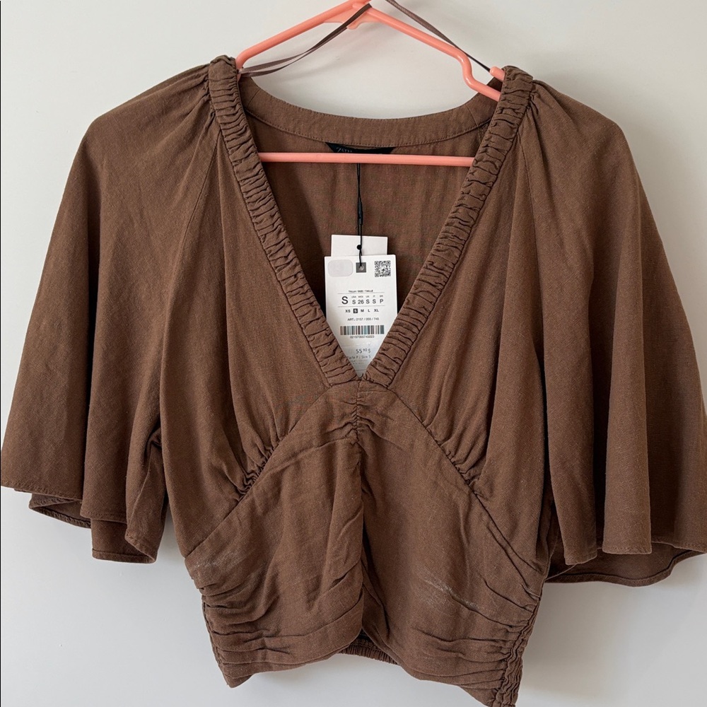 Zara Brown Ribbed Knit Tank Top
